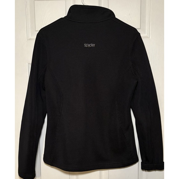 Spyder Core Sweater Full Zip Sweatshirt Black Jacket Zipped Pockets Large Ribbed - Picture 3 of 3